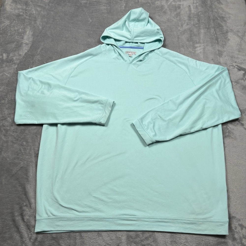 Peter Millar Hoodie Mens 3XL Cabana Blue Sport Pine Performance Pullover Casual